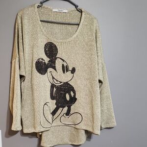 Disney Parks Gold Mickey Mouse Knit Top Size XL